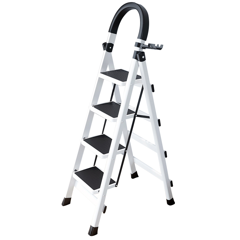 【工来工往】梯子家用人字梯加厚加粗铁梯折叠梯子楼梯多功能梯子登高梯室内梯子爬梯合梯家用扶梯踏步梯 白色四步梯子