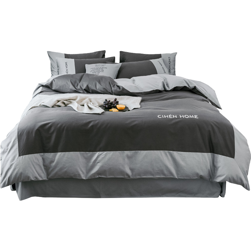南极人NanJiren 100%全棉床上四件套纯棉双人被套200*230cm 枕套床单床上用品 1.5/1.8米床