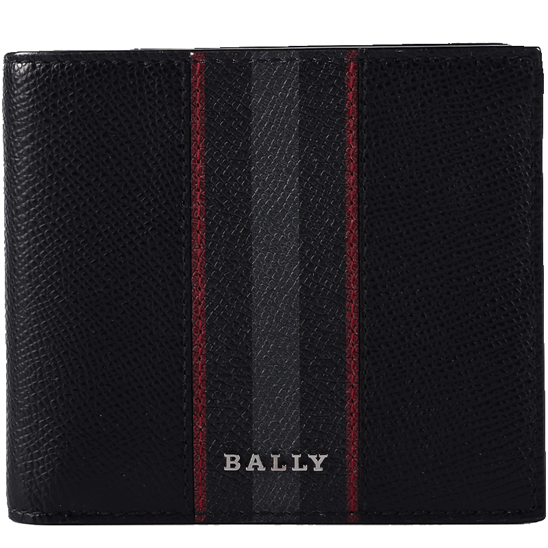 巴利 BALLY 奢侈品  男士黑色条纹短款牛皮钱夹钱包 BRASAI.CS/60 6240266
