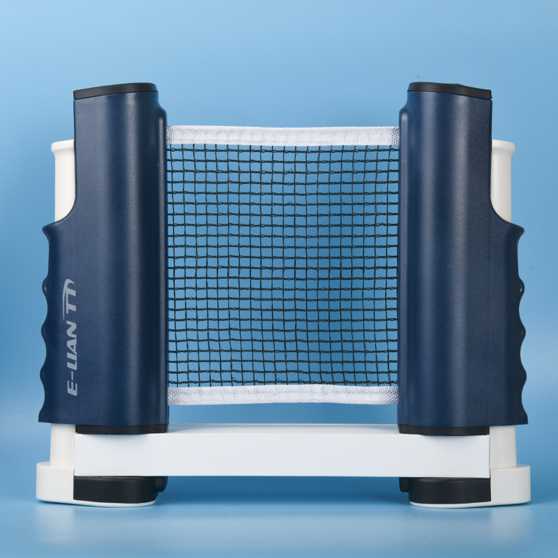 E-LIAN TT莹恋 乒乓球网架含网套装 便携式自由伸缩室内户外乒乓球台球桌网架 蓝白