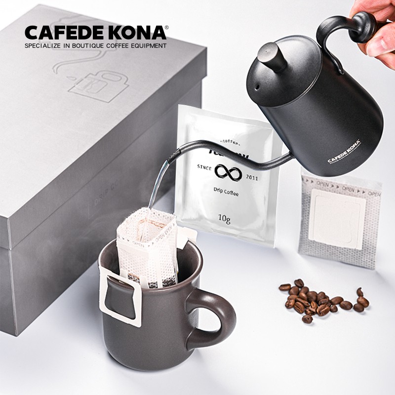 CAFEDE KONA日式挂耳咖啡礼盒套装 手冲咖啡 手冲壶 马克杯 器具组合含礼袋 礼盒