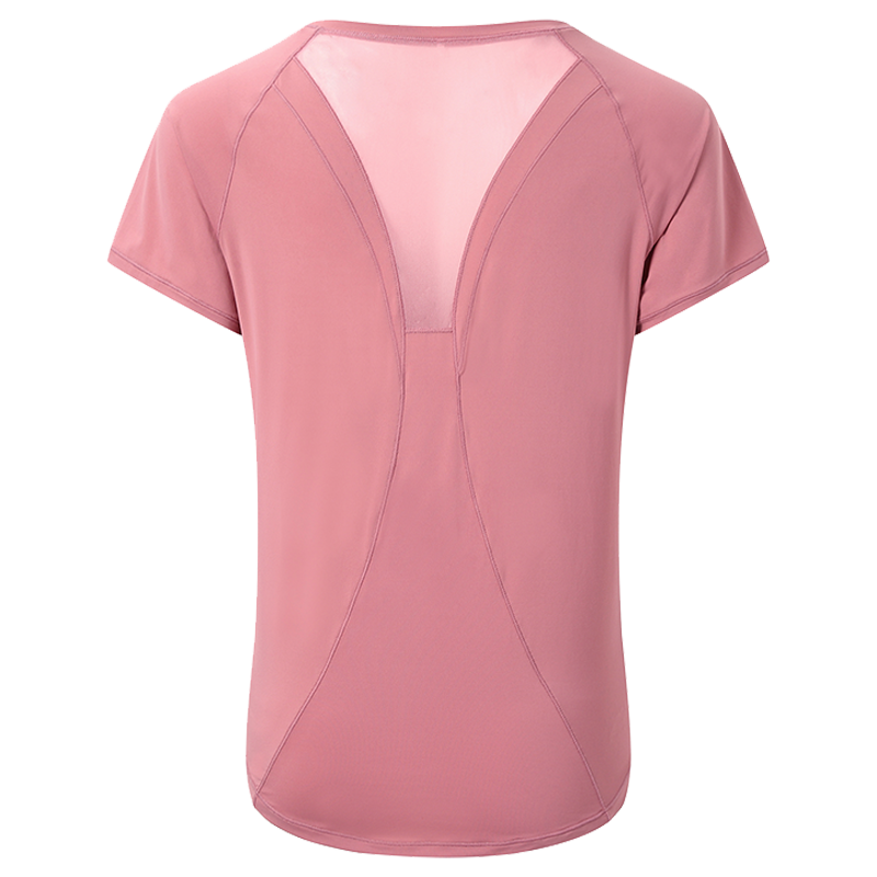 暴走的萝莉 极光系列运动短袖女休闲时尚健身T恤速干跑步瑜伽上衣 LLDX03473 怀旧玫瑰粉 S