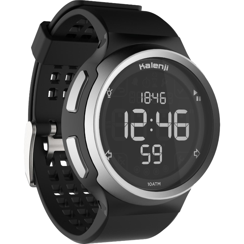 迪卡侬运动手表W900数字电子表多功能跑步游泳防水智能RUNA 亮黑色