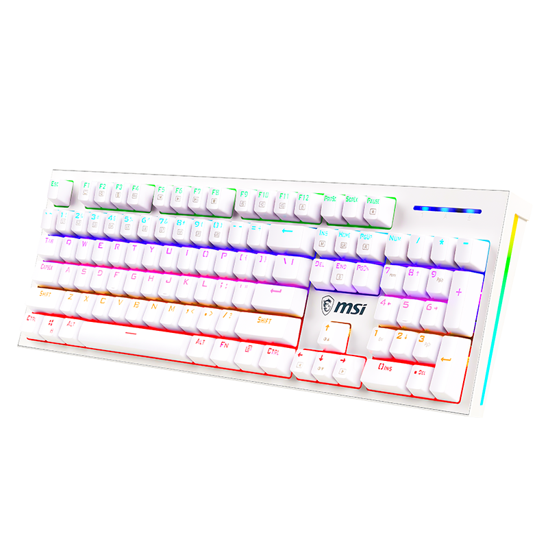 微星（MSI）GK50Z 机械键盘 黑轴 RGB光效 有线 游戏电竞办公键盘 104键 吃鸡键盘 白色