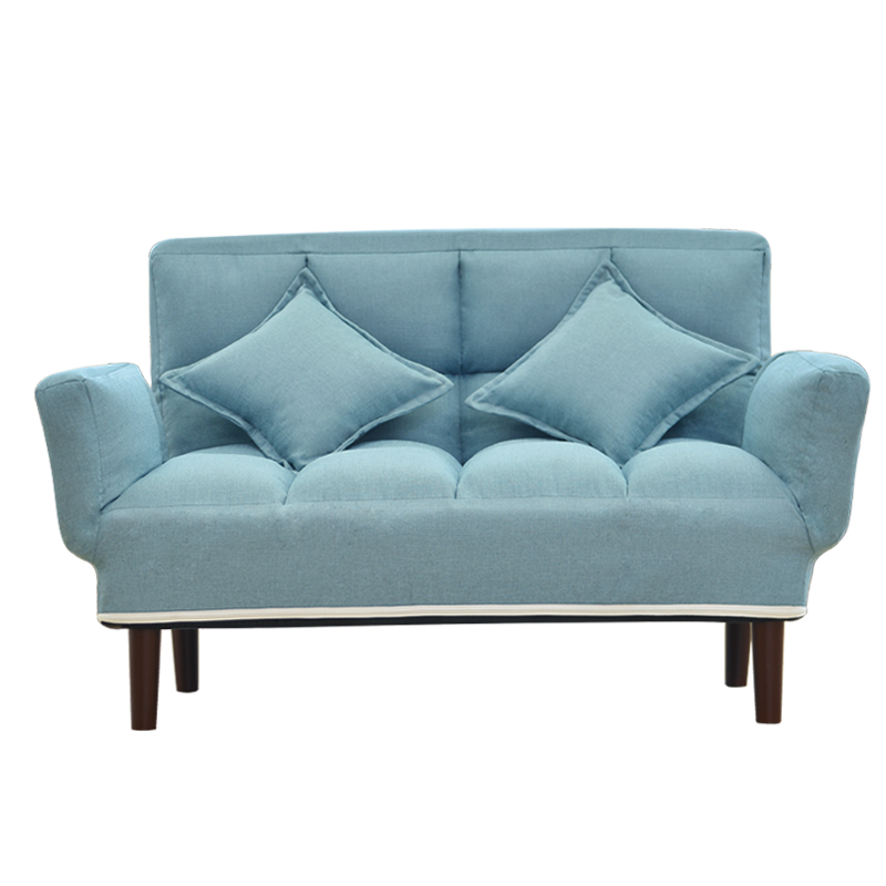 京居 沙发床 简易折叠两用沙发多功能双人位皮革沙发椅小户型休闲办公室小沙发 1.8米 013款 蓝色麻布