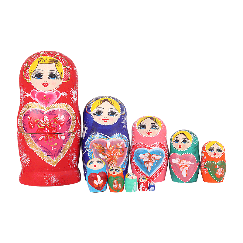 TaTanice俄罗斯套娃椴木质10层卡通男孩女孩玩具生日新年礼物