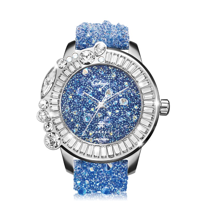 迦堤（Galtiscopio）满天星石英大表盘手表腕表时尚轻奢送女友礼物 蓝色(48mm)