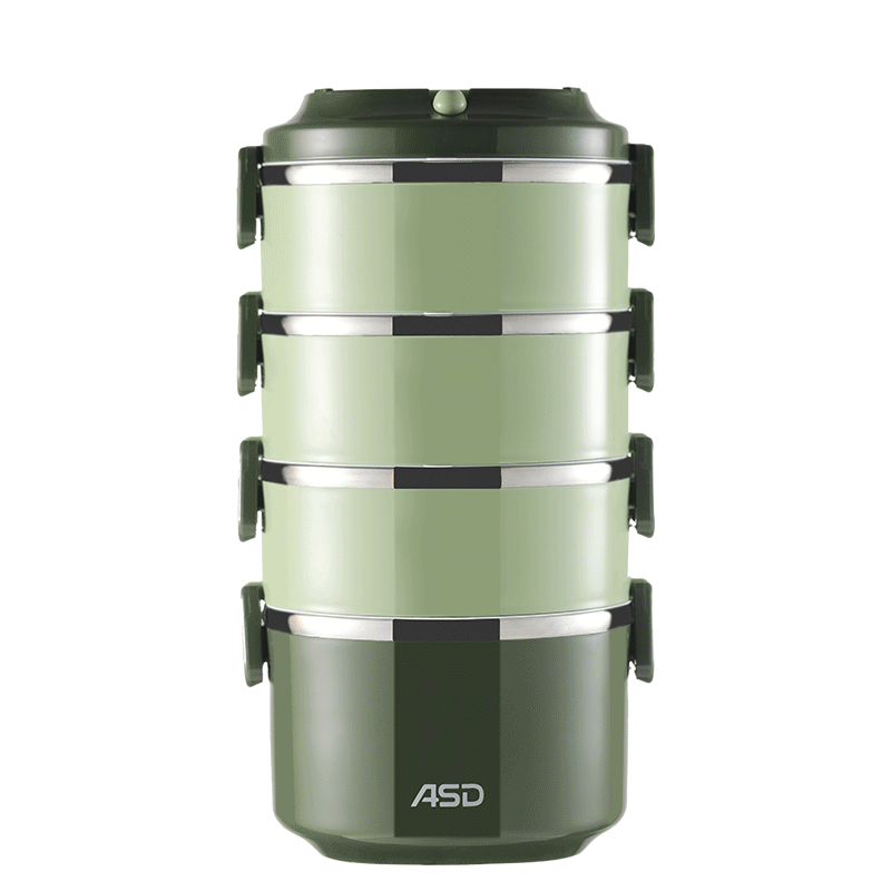 爱仕达（ASD）304不锈钢保温饭盒 2.8L大容量保温提锅4层便携成人学生便当盒汤盒餐盒RWS28H4WG-G