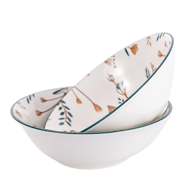 浩雅 汤碗陶瓷大号家用大碗面碗北欧风喝汤碗汤盆 8英寸汤碗2个装