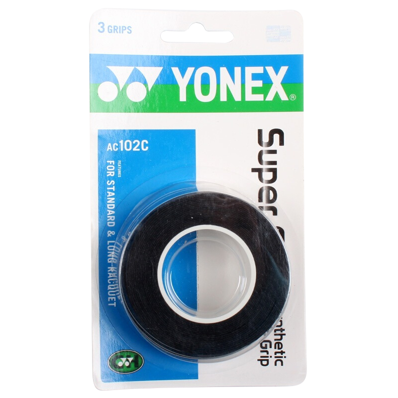 尤尼克斯YONEX 羽毛球拍手胶运动吸汗带握把胶AC-102C 黑色三条装