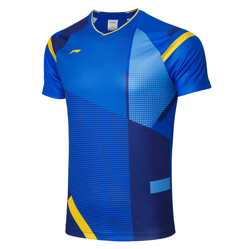 李宁（LI-NING)运动套装男款全英赛球迷版速干比赛羽毛球服AAYR011-3+短裤 晶蓝色L码