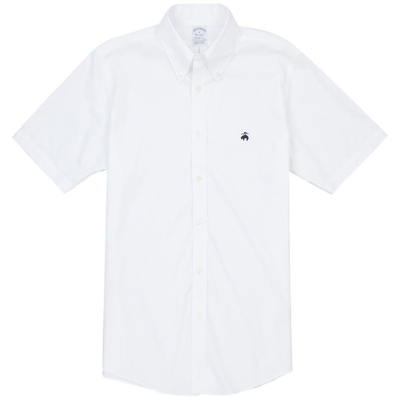 Brooks Brothers/布克兄弟男士Supima棉微弹免烫短袖衬衫 1001-白色 M