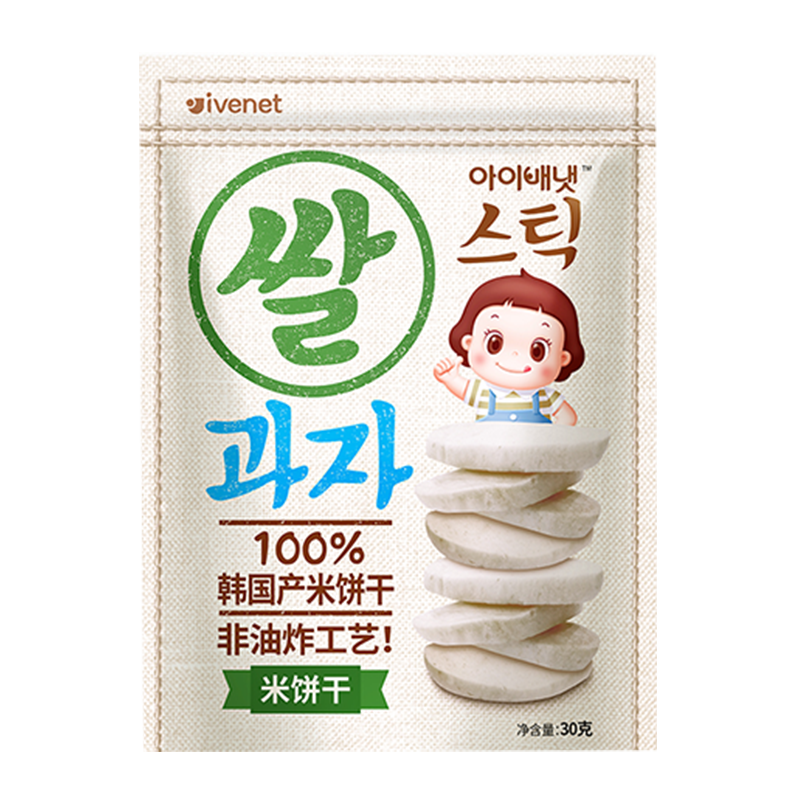 艾唯倪（ivenet） 韩国原装进口 米饼干  儿童宝宝零食 入口易溶 原味 30g
