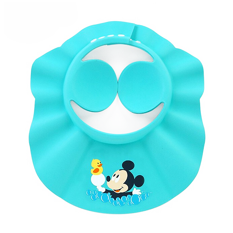 迪士尼宝宝（Disney Baby）婴幼儿洗头帽浴帽防水护耳儿童洗发帽宝宝洗澡洗头神器EVA可调节 深蓝米奇