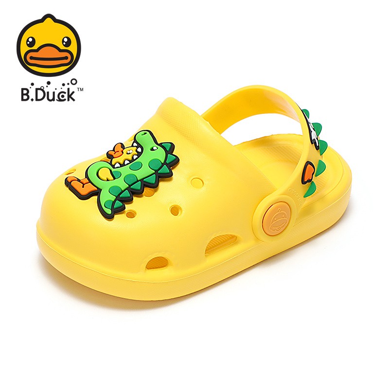 B.Duck小黄鸭童鞋儿童夏季新款男童透气女童卡通可爱家居洞洞鞋 黄色 24码内长约160mm