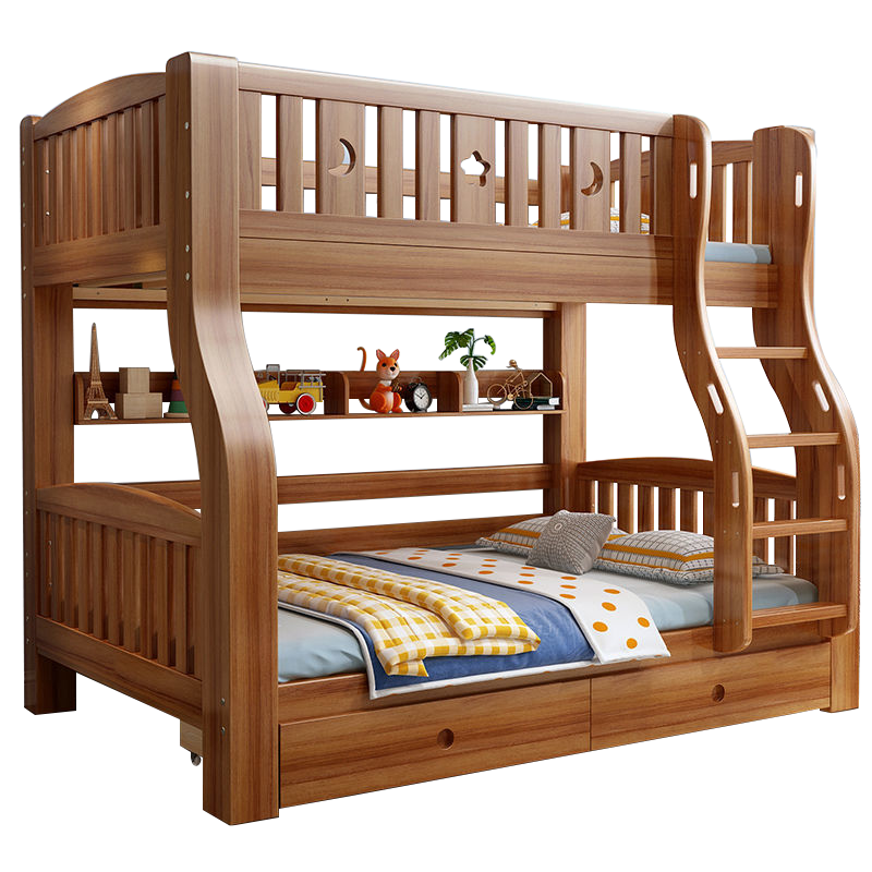 精冠 胡桃木儿童床实木上下铺 上下床高低床 双人床成人子母床男女孩双层床