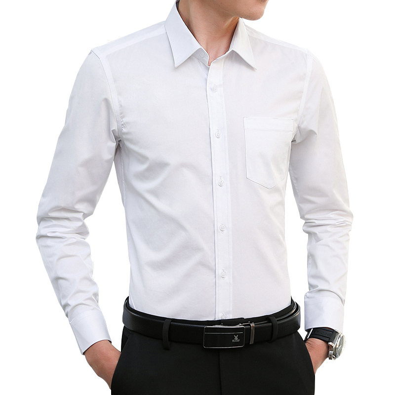 卡帝乐鳄鱼(CARTELO)衬衫男 纯色休闲长袖衬衫舒适透气白衬衣男 1F158101312 白色 XL