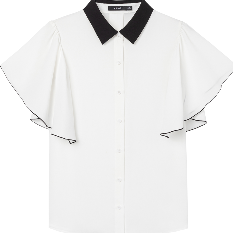 白色雪纺衬衫女衣香丽影夏季设计感小众法式短袖上衣薄 白色 M