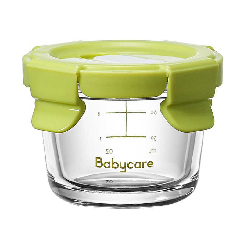 babycare婴儿辅食盒玻璃宝宝辅食保鲜工具便携防漏可蒸煮冷冻储存    4个/套-青芥绿