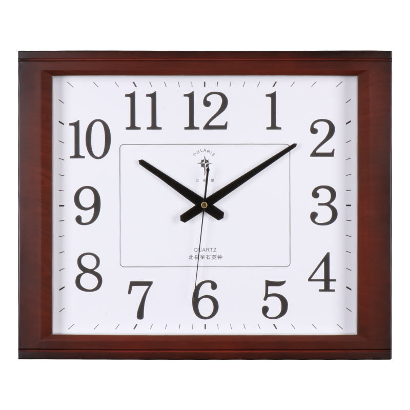 北极星（POLARIS）挂钟客厅钟表简约创意时钟时尚石英钟17英寸现代办公室挂表 2833 木纹色