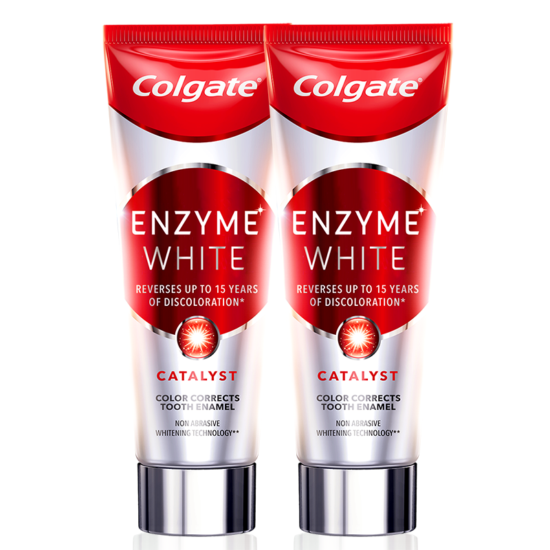 高露洁（Colgate）进口酵素亮白牙膏101g*2支 美白清新高端无水活性