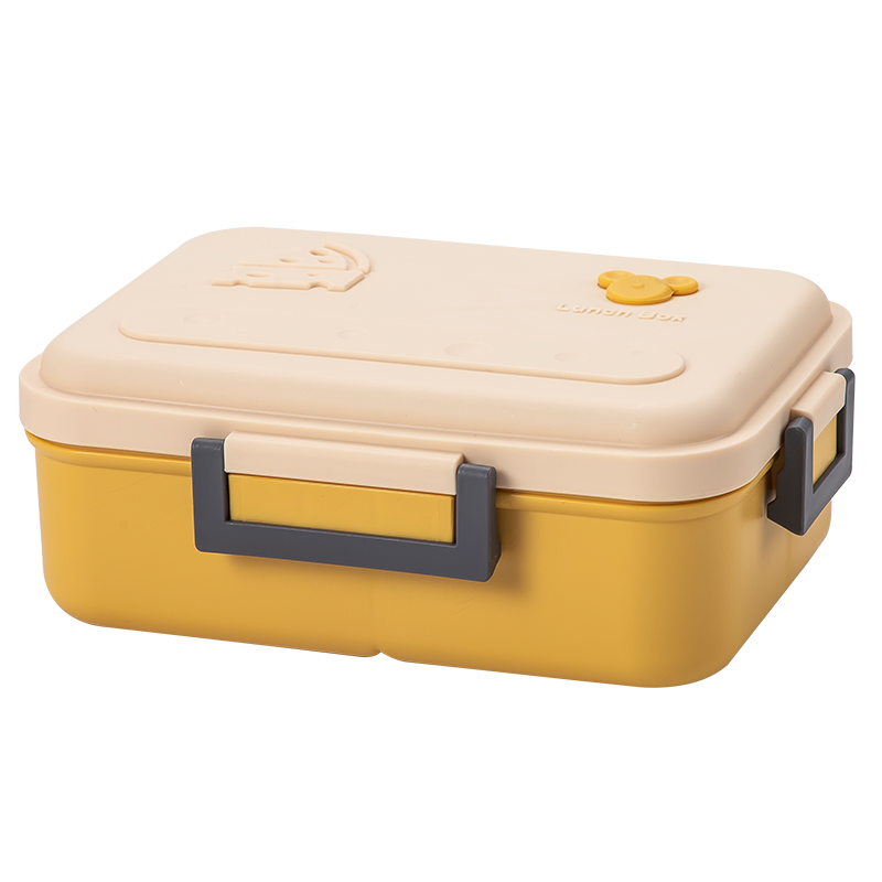 美厨（maxcook）微波炉饭盒 大容量加深3格学生饭盒塑料饭盒1200ml 便当盒带分隔 配餐具米色MCFT0621