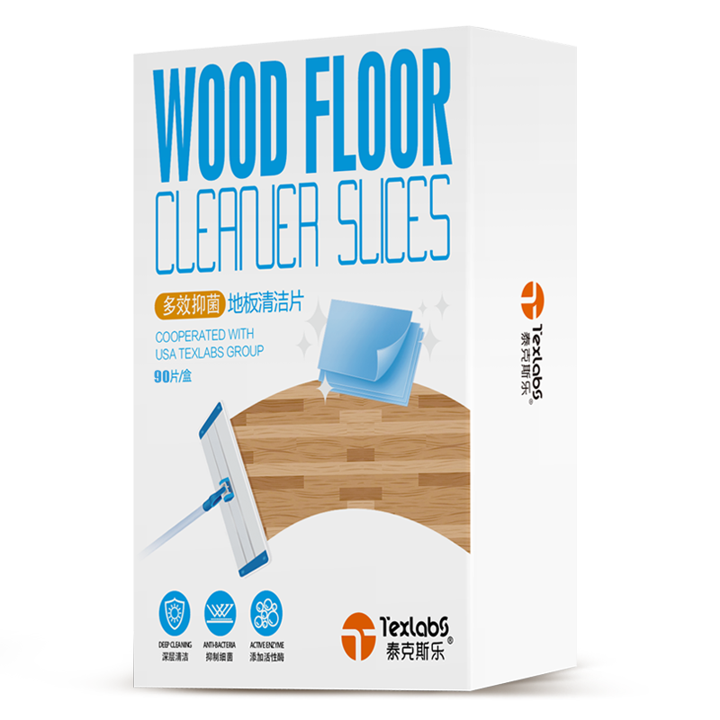 泰克斯乐（Texlabs）多效抑菌地板清洁片 强力瓷砖清洁剂家具木地板清洁剂拖地液地砖地面清洗剂 90片/盒