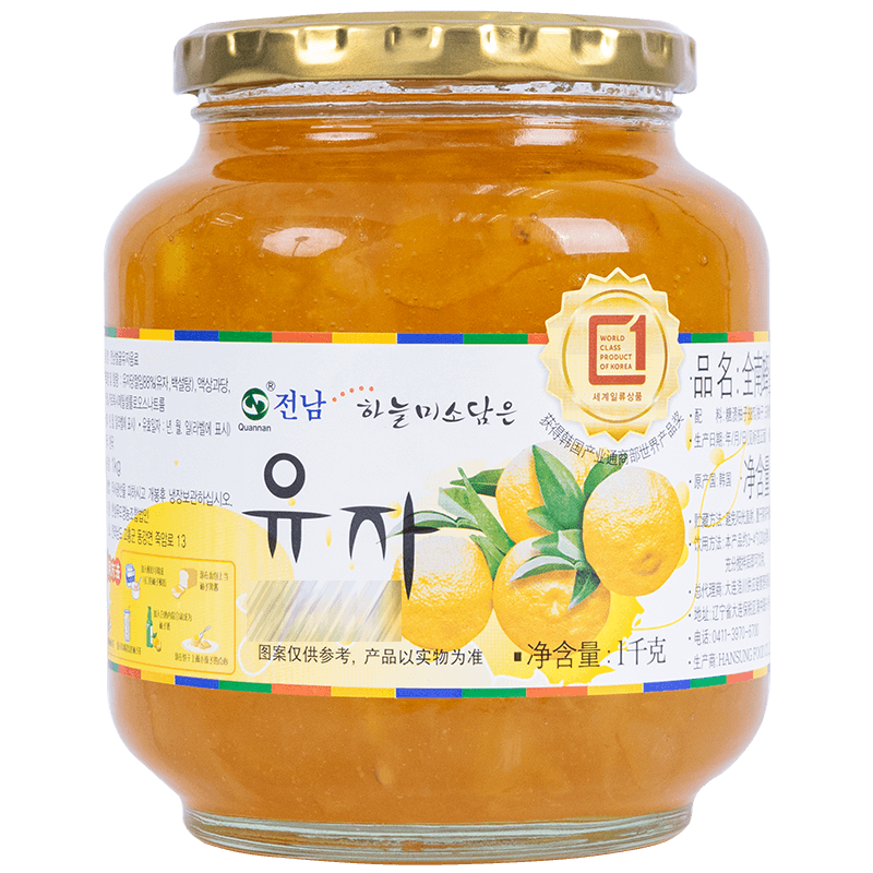 韩国进口 全南 蜂蜜柚子茶饮品 原装进口水果茶蜜炼果酱冲饮饮品搭配麦片 1000g