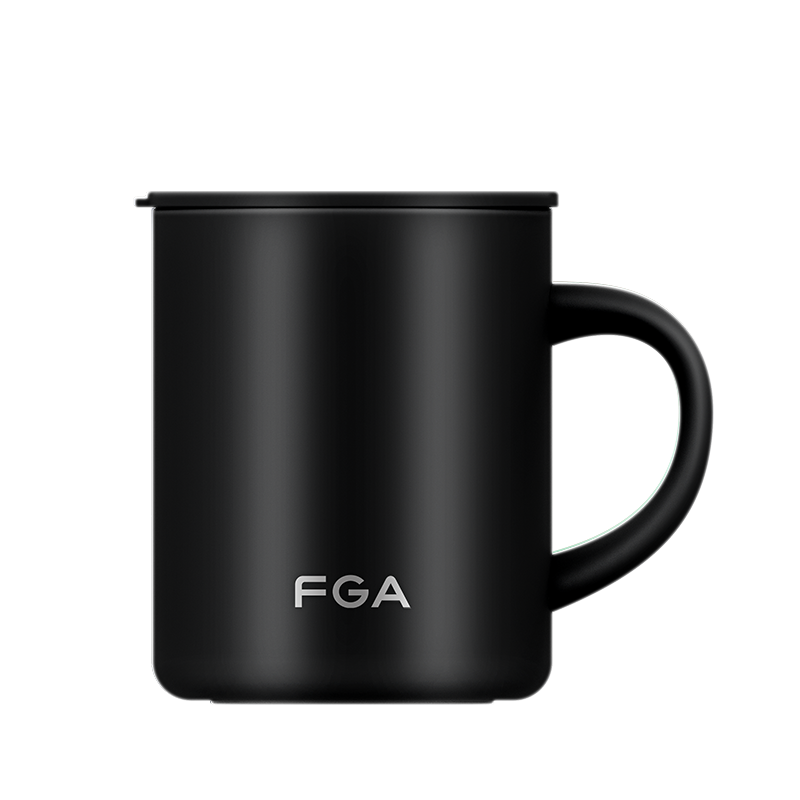 富光FGA保温马克杯 316不锈钢大容量男女士办公室商务简约喝水杯咖啡杯学生家用带盖 磐石黑 420ml