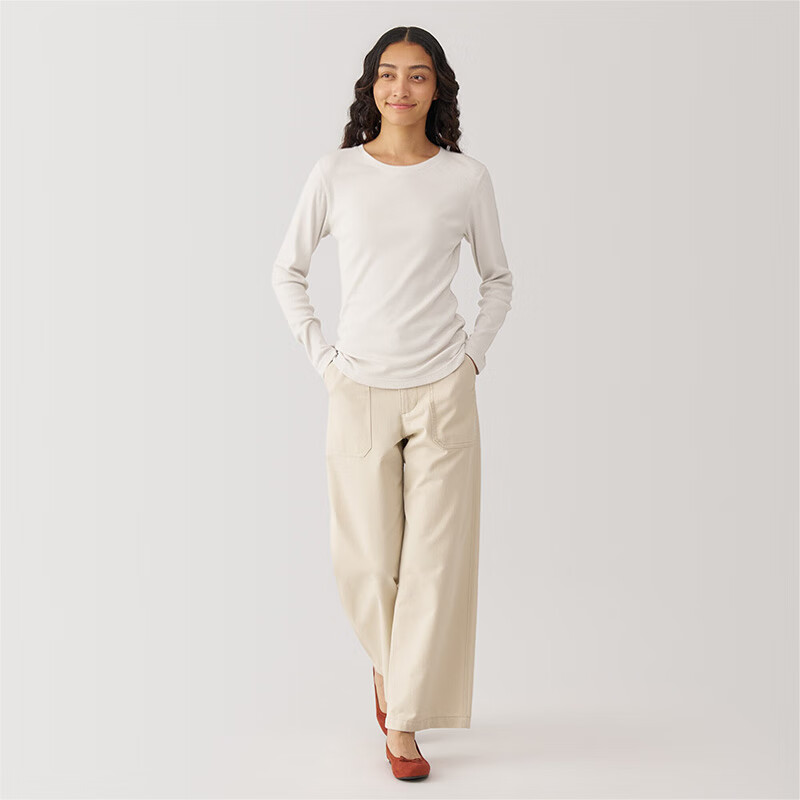 MUJIŮʽ ʹ�ô���ά ���Ʊ�֯ Բ�쳤��T�����´����  BB2QMA4A ����ɫ M ��160/84A��