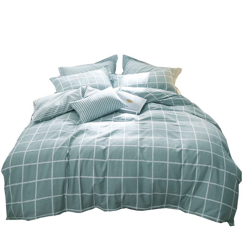 南极人NanJiren 纯棉件套三 100%全棉单人学生宿舍床上用品简约被套床单枕套 1.2米床 150x200cm雅格
