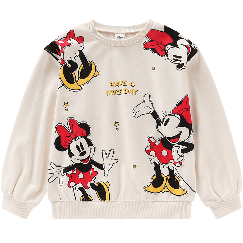迪士尼（Disney）男女童卫衣米奇米妮卡通套头T恤儿童卡通打底衫宝宝长袖上衣洋气潮 米妮米白-（女童） 120cm