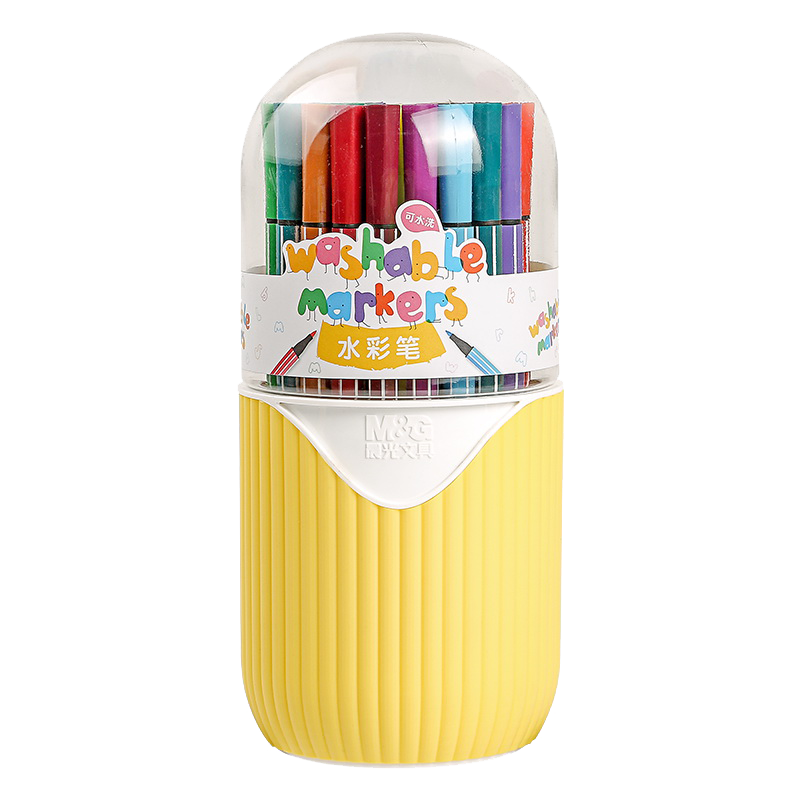 晨光(M&G)文具36色六角杆水彩笔 儿童可水洗大容量幼儿园创作画笔 PP盒装涂鸦画笔 36支/筒ACP901Q7