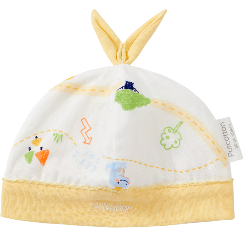 全棉时代婴儿纱布印花帽新生儿胎帽透气初生宝宝帽子 瓦伊地图 36-38cm（0-3个月）