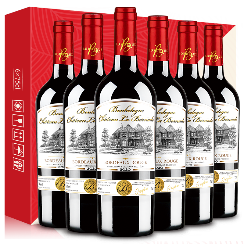 布多格(CANIS FAMILIARIS) 法国原瓶进口红酒整箱 波尔多AOC级14度 传承干红葡萄酒精美礼盒 750ml*6支装