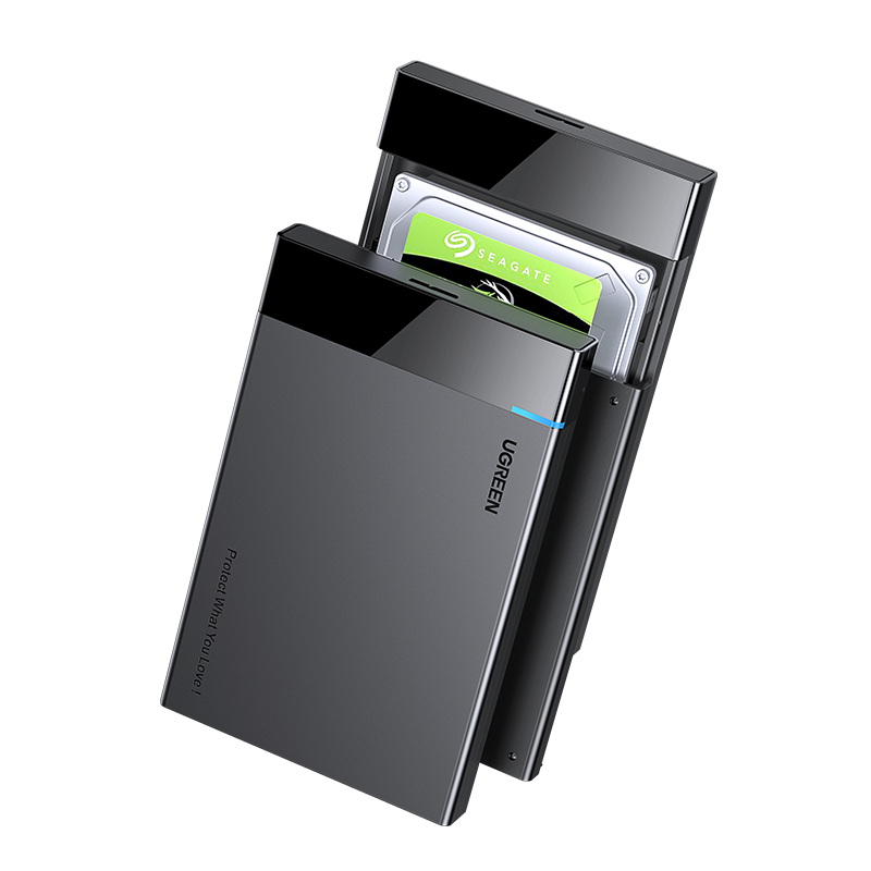 绿联 2.5英寸移动硬盘盒USB3.0 SATA串口笔记本电脑台式机外置壳固态机械ssd硬盘盒子 2.5英寸硬盘盒【固定线款】