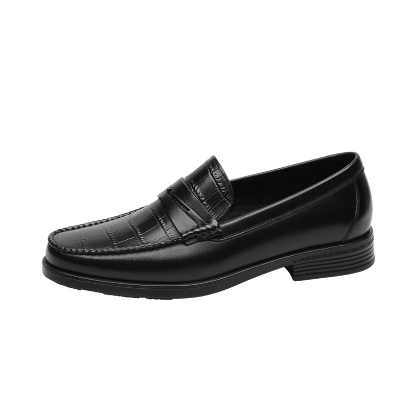 金利来（goldlion）男鞋都市商务个性皮鞋舒适轻质商务休闲鞋乐福鞋58013021801A-黑色-40码