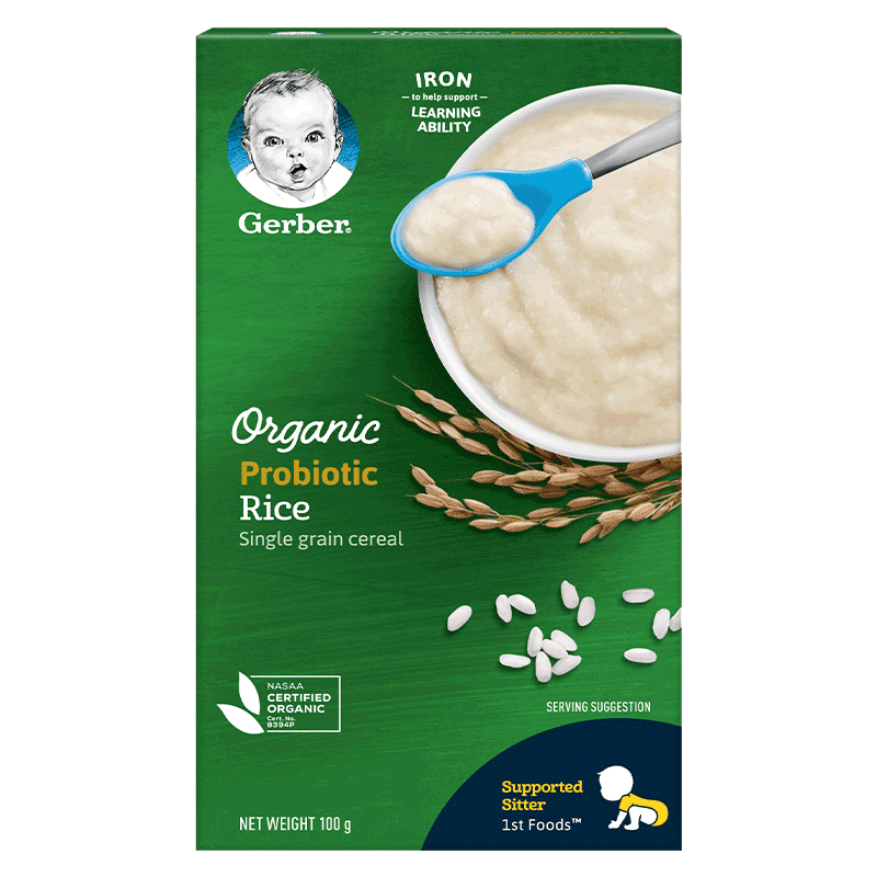 嘉宝Gerber 婴儿米粉 有机超级食物 高铁米粉原味  100g/盒 马来西亚原装进口