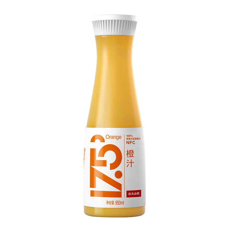 农夫山泉17.5°NFC鲜橙汁  100%果汁 950ml/瓶  冷藏果汁