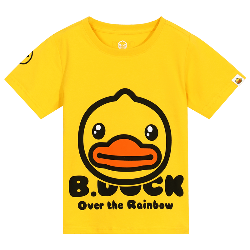 B.duck小黄鸭童装儿童T恤男女童夏装新款潮牌女童卡通短袖 1922阳光黄 120cm