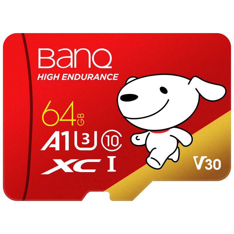 banq＆京东JOY联名款 64GB TF（MicroSD）存储卡 U3 C10 A1 高速款 读速100MB/s 行车记录仪＆监控摄像内存卡