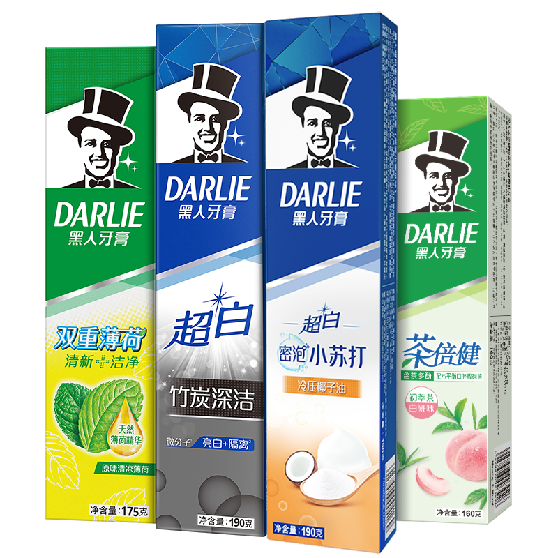 黑人（DARLIE）牙膏715g家庭装 超白双重薄荷茶倍健（百香果/白桃）护牙亮白 清新口气 呵护牙龈