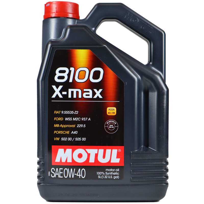 摩特(MOTUL) 全合成汽车机油 8100 X-MAX 0W-40 A3/B4 SN 5L/桶 欧洲进口