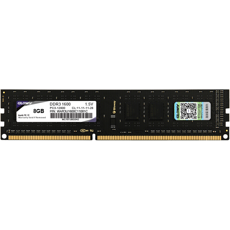光威（Gloway）8GB DDR3 1600 台式机内存条/战将系列