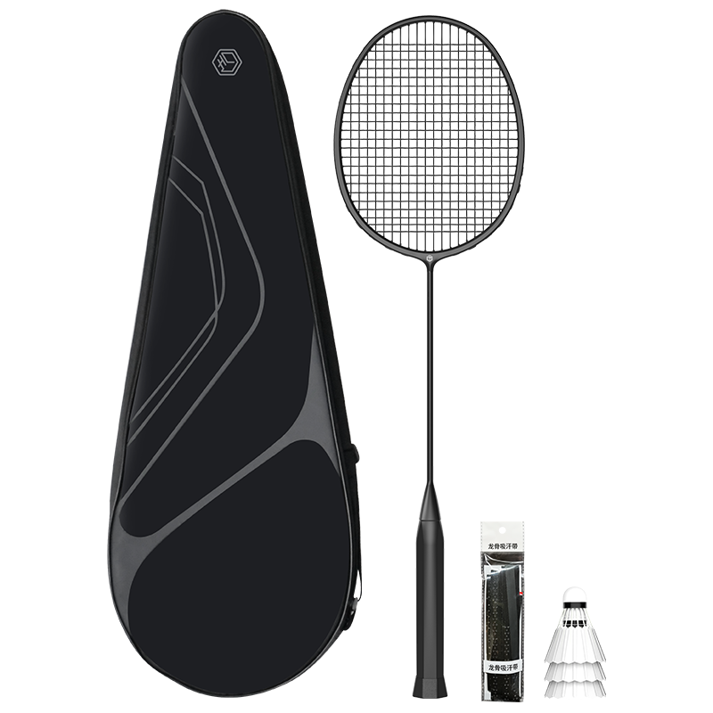 京东京造 羽毛球拍单拍全碳素超轻8u小黑拍运动比赛训练羽拍