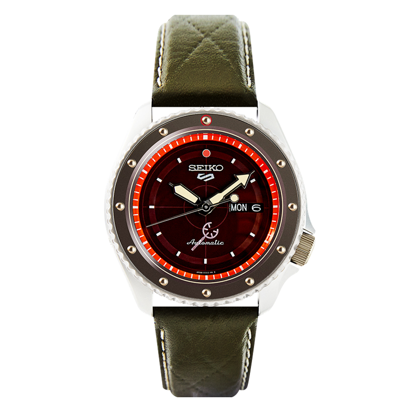 精工（SEIKO）手表 航海王IP限量款自动/手动上链乌索普梅红色表盘棕绿表带机械手表 SRPF59K1生日礼物