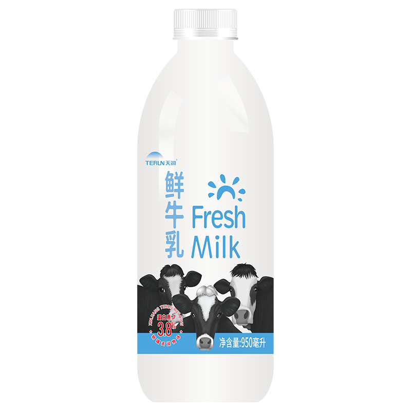 天润 TERUN 新疆产地 高品质 鲜牛乳 3.8g 巴氏杀菌鲜牛奶950ml*1瓶 