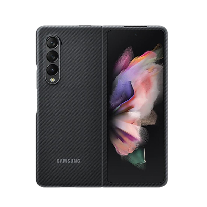 三星Galaxy Z Fold3 5G原装手机壳 w22折叠屏保护套 fold3芳纶纤维壳F9260 黑色