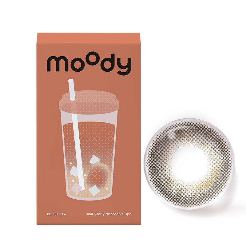 moody美瞳半年抛奶茶系列彩色隐形眼镜自然混血大小直径半年抛1片装 冷泡乌龙茶0度