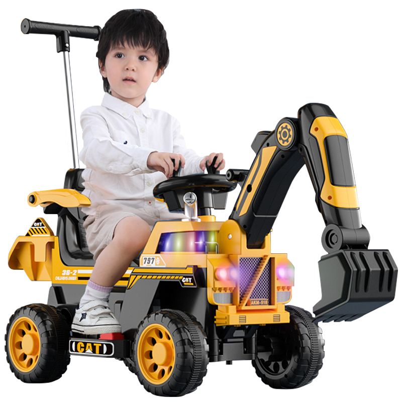 吉吉鱼【大号全电动】儿童玩具男孩电动挖掘机可坐可骑大号挖土机工程车模型2-3-6岁儿童玩具车生日礼物